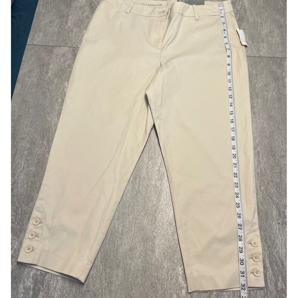 Talbots SZ 10P  Perfect Crop Tan/Beige 3 Button Detail, Stretch, Summer Vacation - Picture 3 of 7